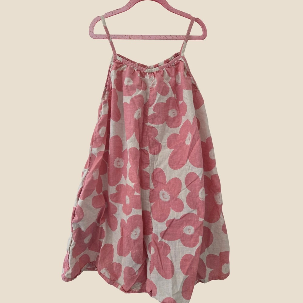 Next Kids Pink Floral‎ Cotton Sun Dress Spaghetti Strap Pockets Size 9Y